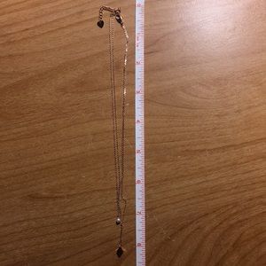 Rose gold faux pearl and rhombus nested necklace